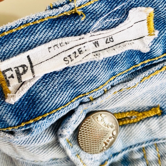 Free People Denim Lace Crochet Distressed Shorts - Picture 4 of 6